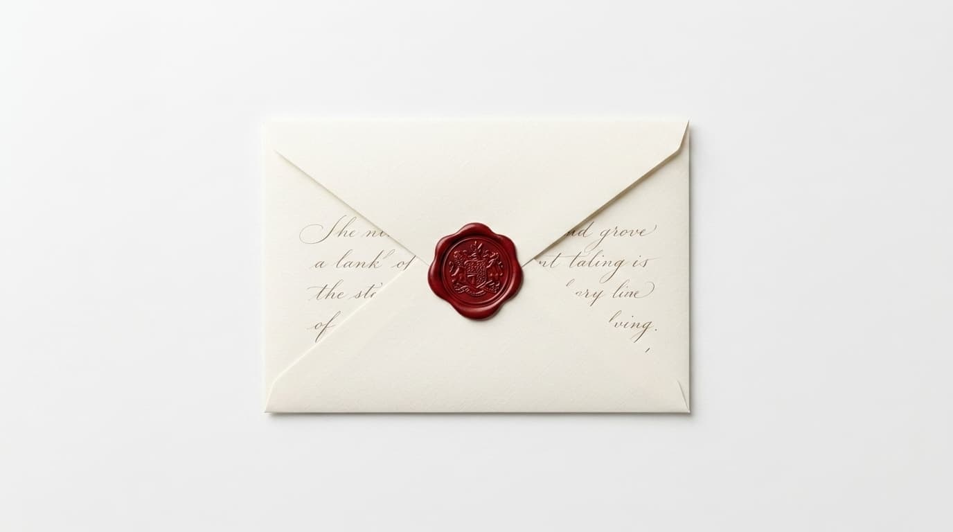A folded ivory letter closed with an unbroken red wax seal